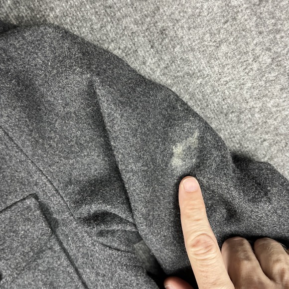 Banana Republic Jacket Mens M Gray Italian Wool Cashmere Full Zip Lined Pea Coat - Picture 3 of 16